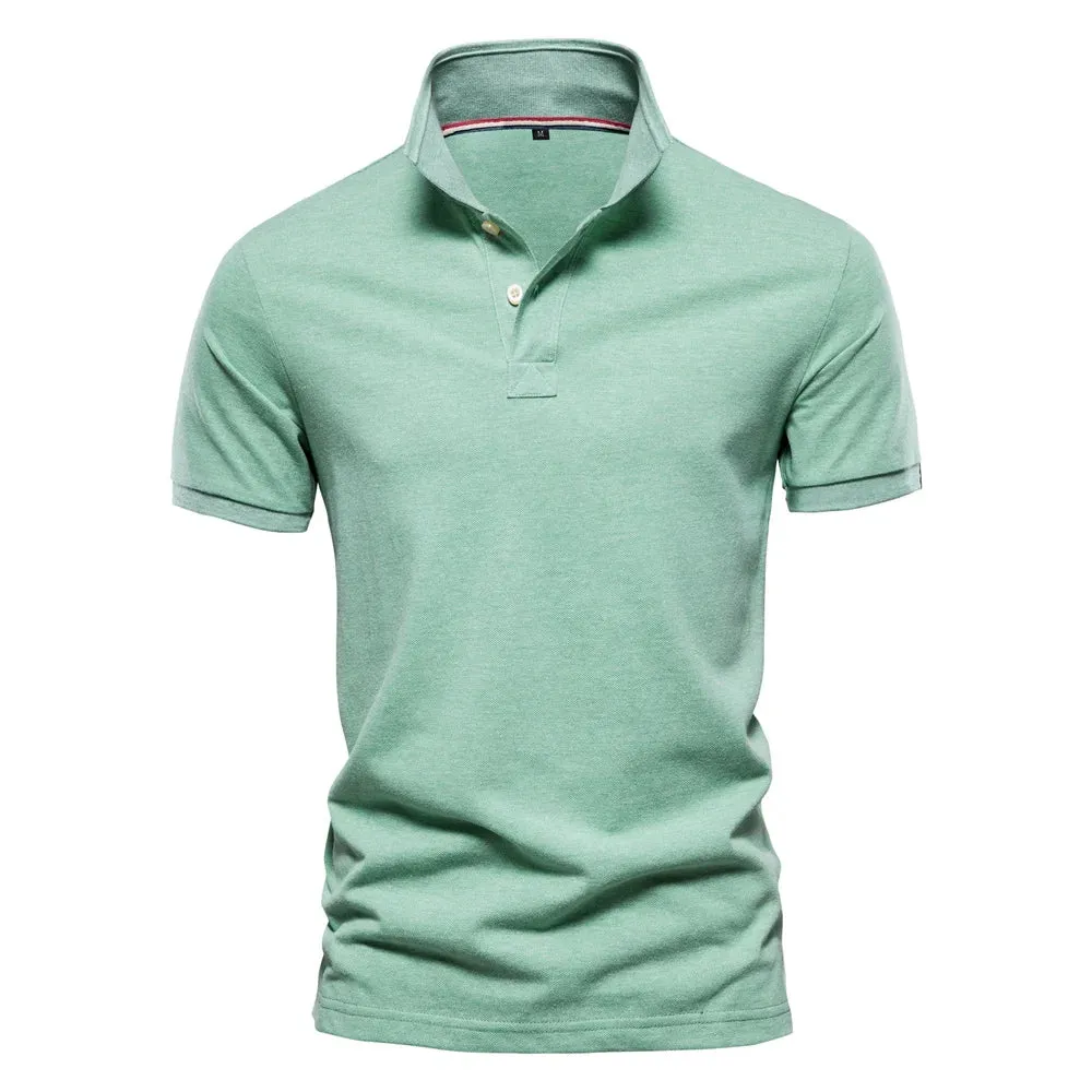Men's Short Sleeve Solid Color Cotton Polo Shirt