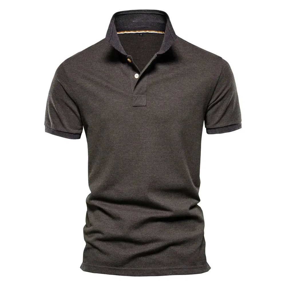 Men's Short Sleeve Solid Color Cotton Polo Shirt