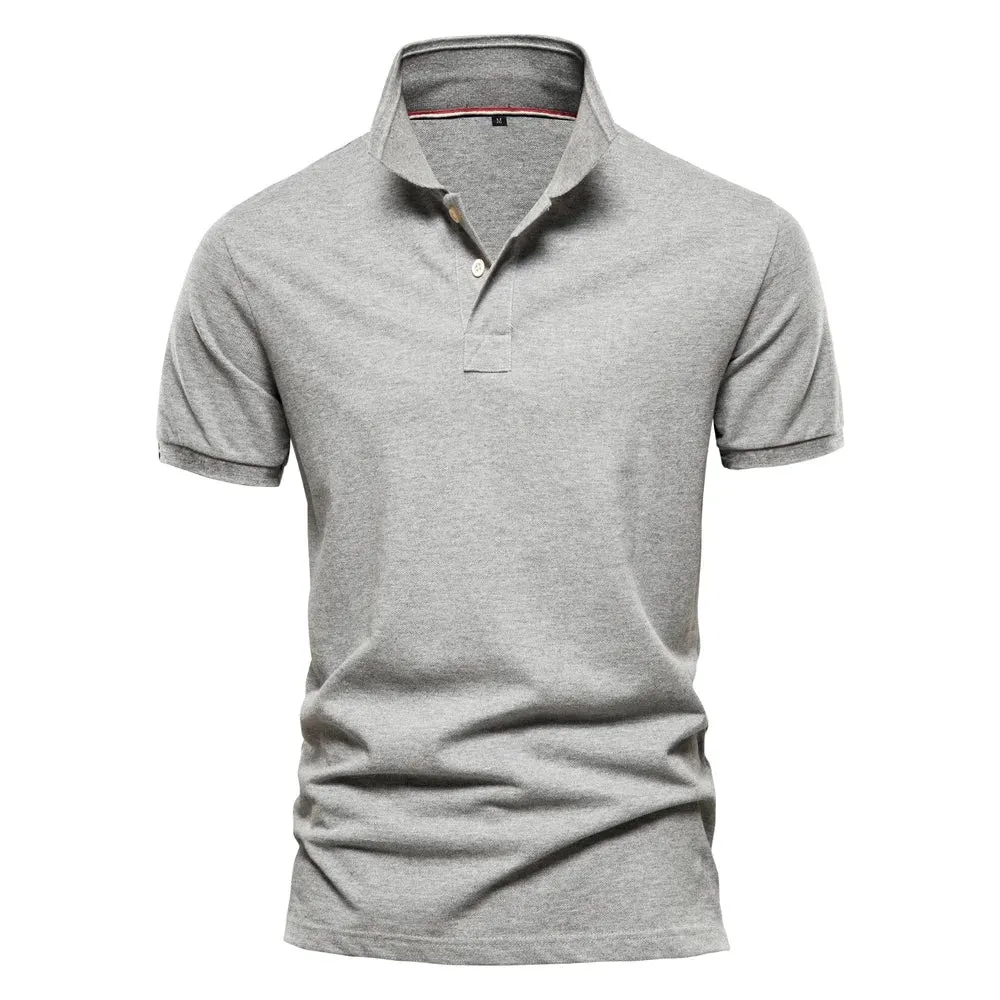 Men's Short Sleeve Solid Color Cotton Polo Shirt
