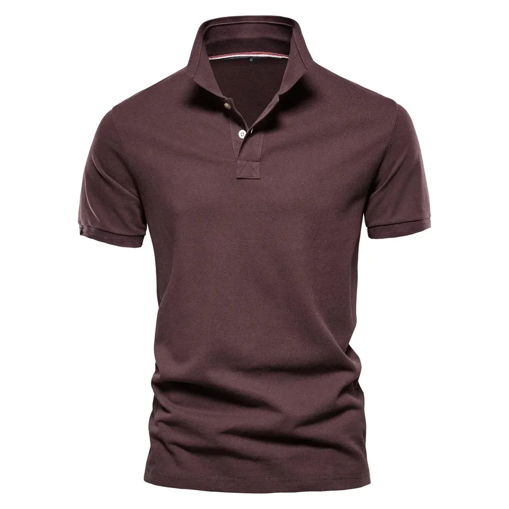 Men's Short Sleeve Solid Color Cotton Polo Shirt