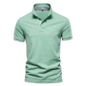 Men's Short Sleeve Solid Color Cotton Polo Shirt