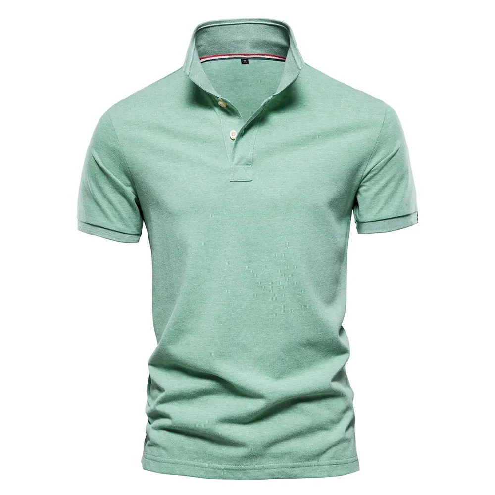 Men's Short Sleeve Solid Color Cotton Polo Shirt