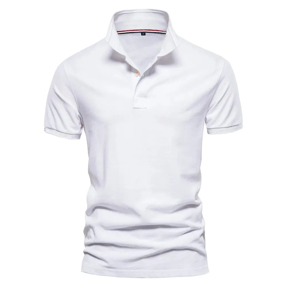 Men's Short Sleeve Solid Color Cotton Polo Shirt