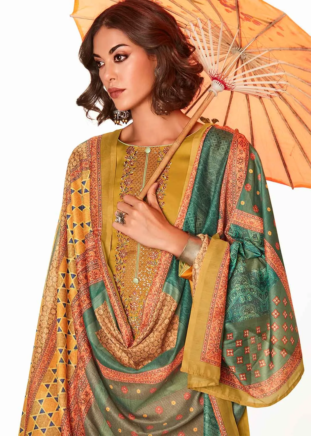 Mumtaz Arts Pure Cotton Satin Women Suit Dress Material