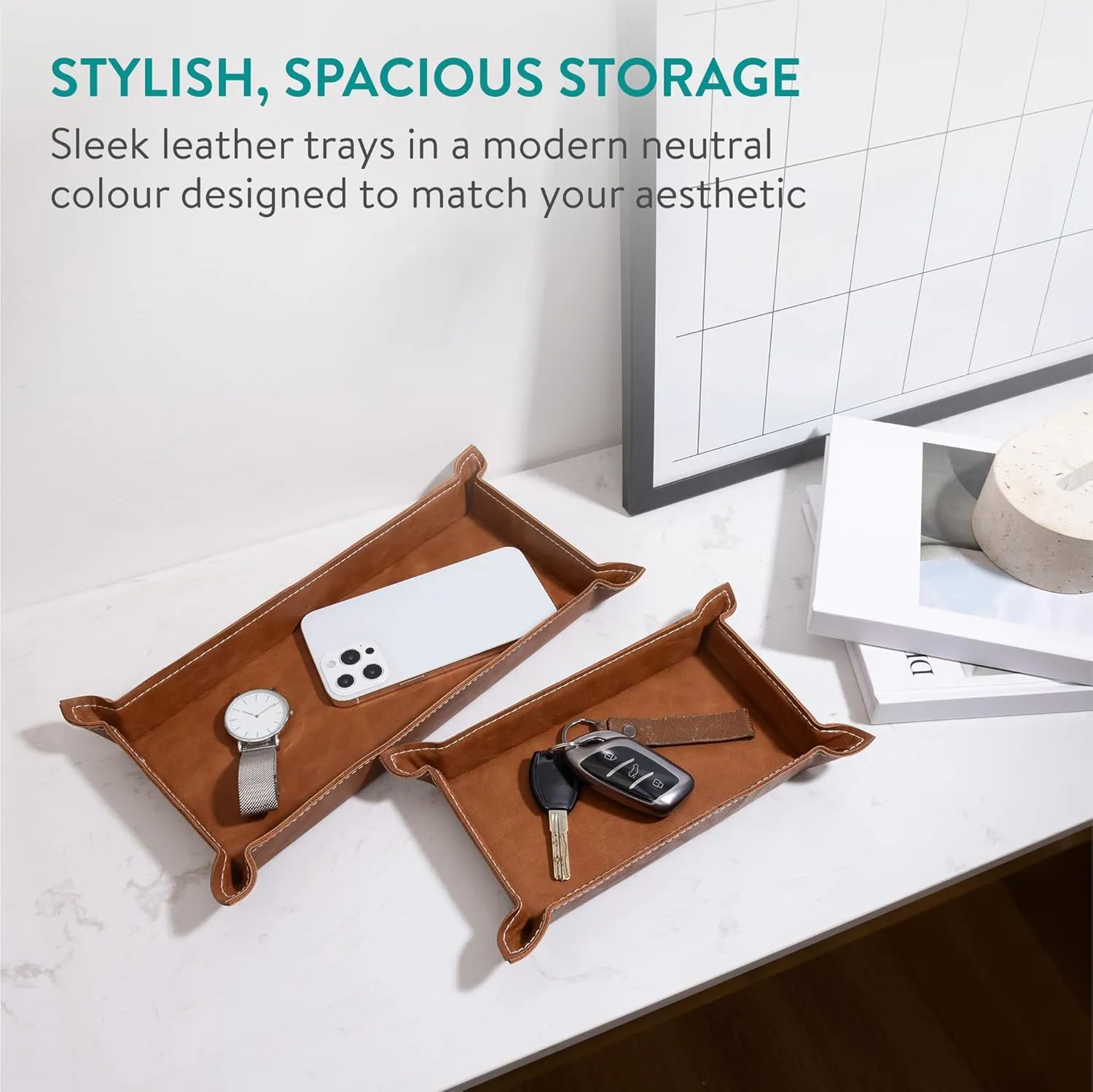 Navaris 2 x Empty Tray for Keys Coins Mobile Phone Jewellery  Office Bedside Table