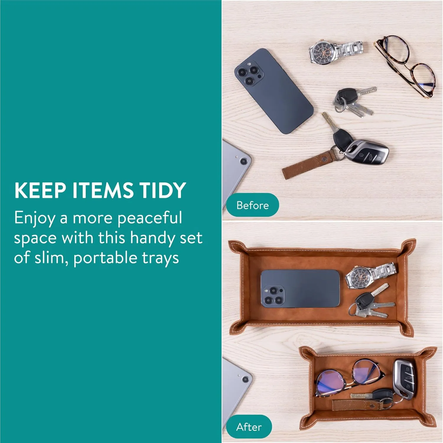 Navaris 2 x Empty Tray for Keys Coins Mobile Phone Jewellery  Office Bedside Table