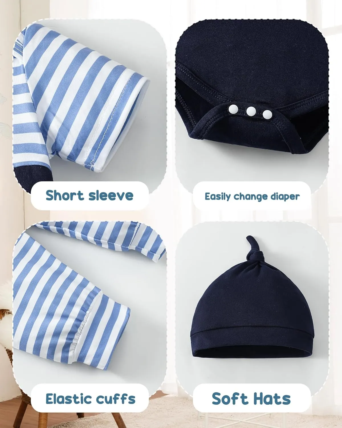 NZRVAWS Newborn Baby Boy Clothes Ribbed Knitted Romper Pants Color Block Infant Outfits Hat Clothing Set 0 3 6 9 12 Months