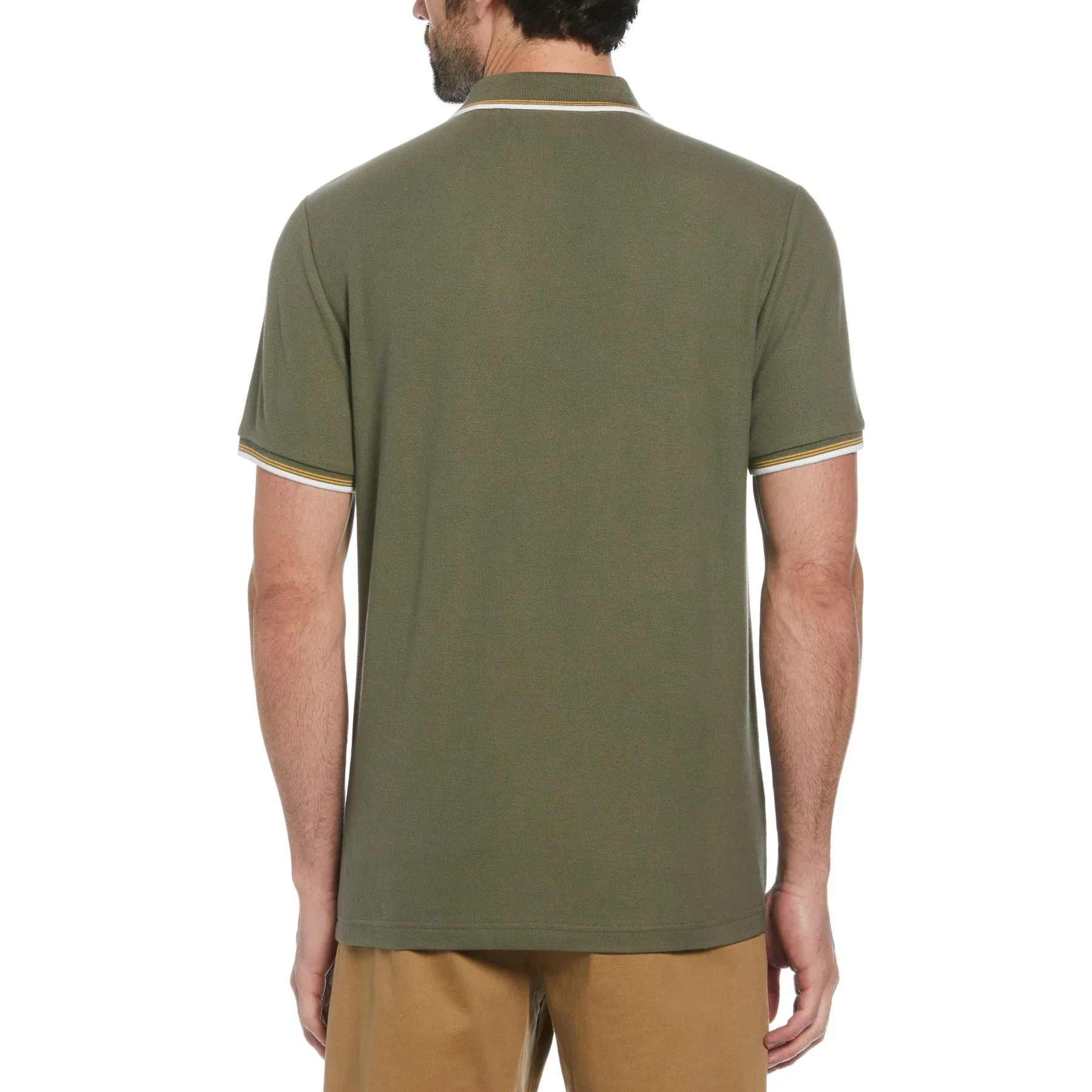 Original Penguin Organic Cotton Tipped Collar Polo Shirt - Dusty Olive
