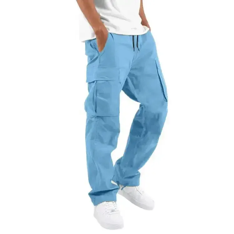 Pants: Cargo Pants. Full Length. Solid Colors. Loose Multi-pocket. Drawstring.