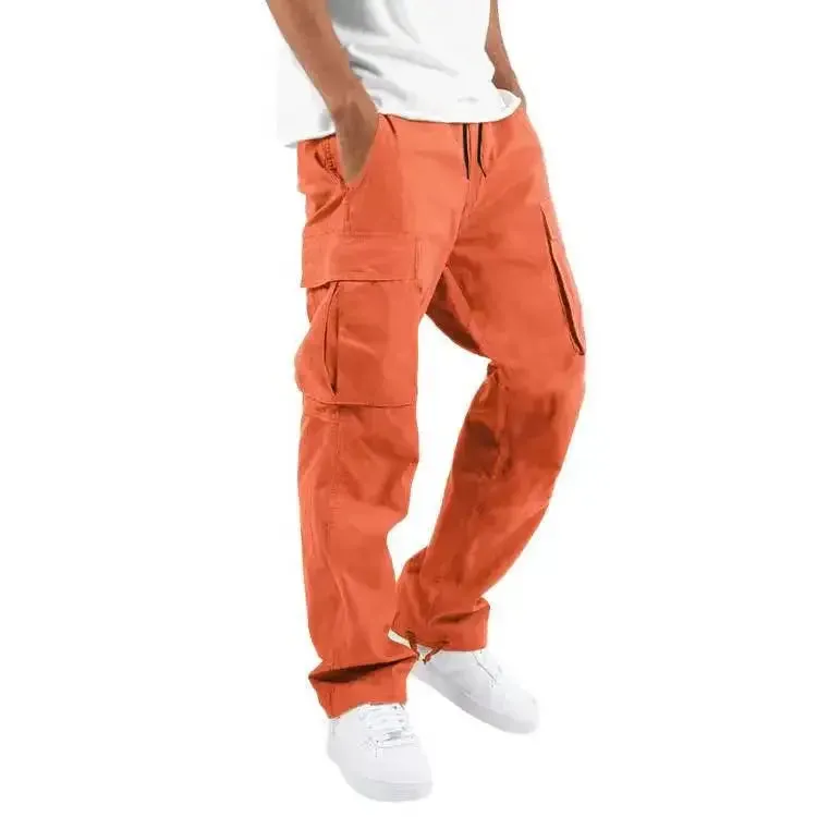 Pants: Cargo Pants. Full Length. Solid Colors. Loose Multi-pocket. Drawstring.
