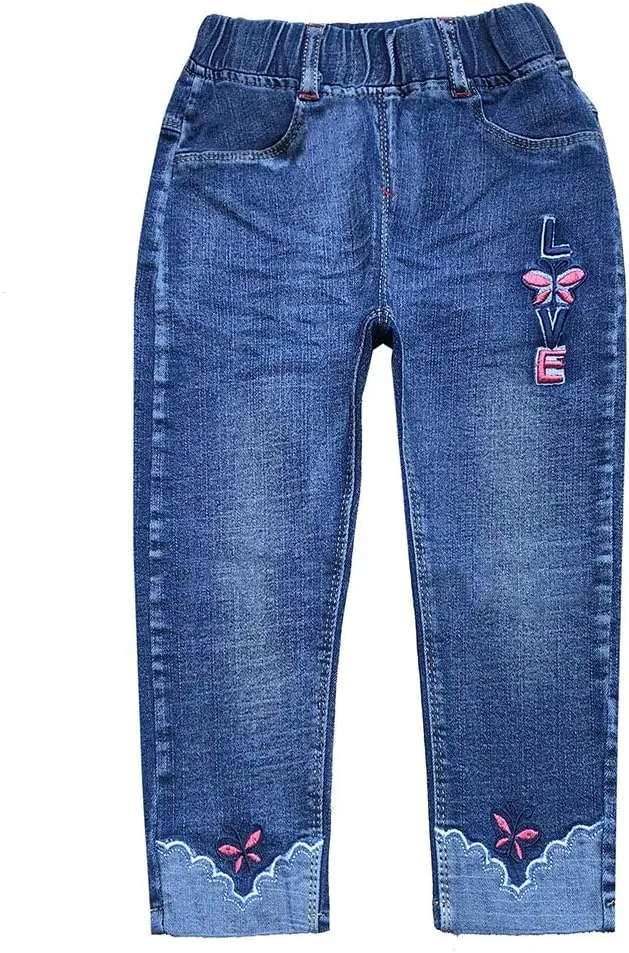 Peacolate 4-9T Infant Little Kids Girls Embroidery Jeans Denim Pants