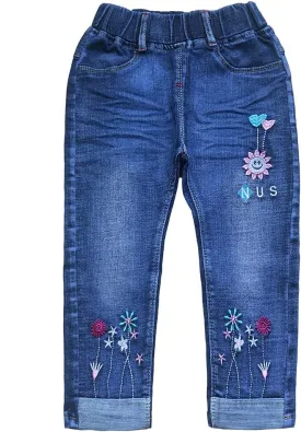 Peacolate 4-9T Infant Little Kids Girls Embroidery Jeans Denim Pants