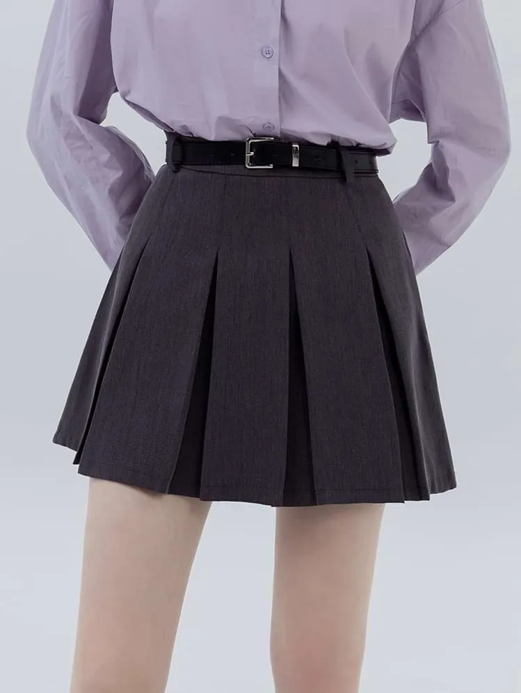 Pleated High Waist Mini Skirt