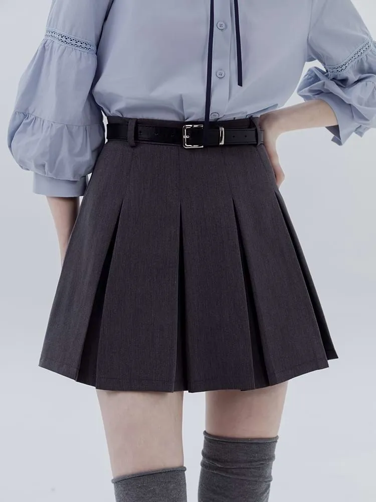 Pleated High Waist Mini Skirt