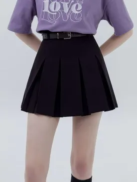 Pleated High Waist Mini Skirt