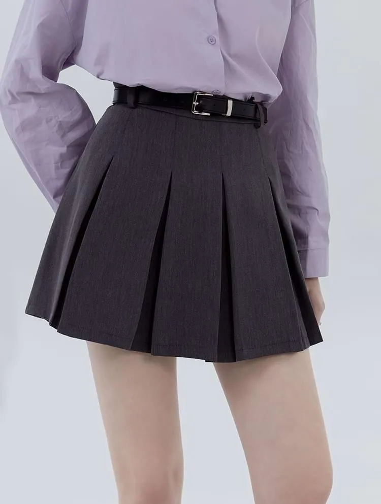 Pleated High Waist Mini Skirt