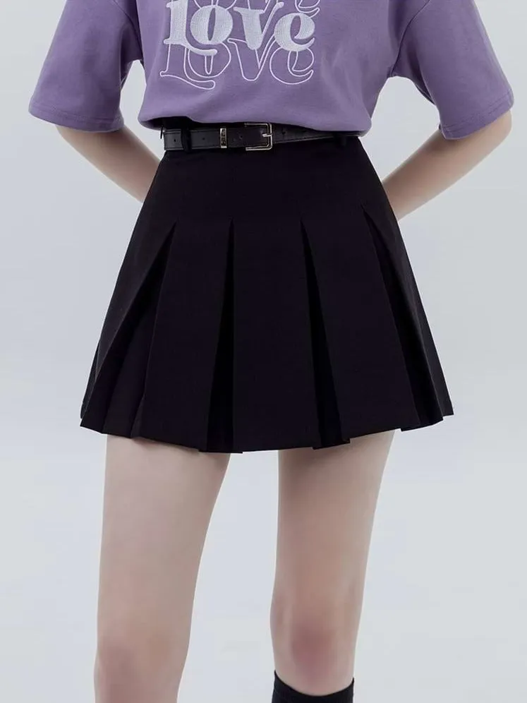 Pleated High Waist Mini Skirt
