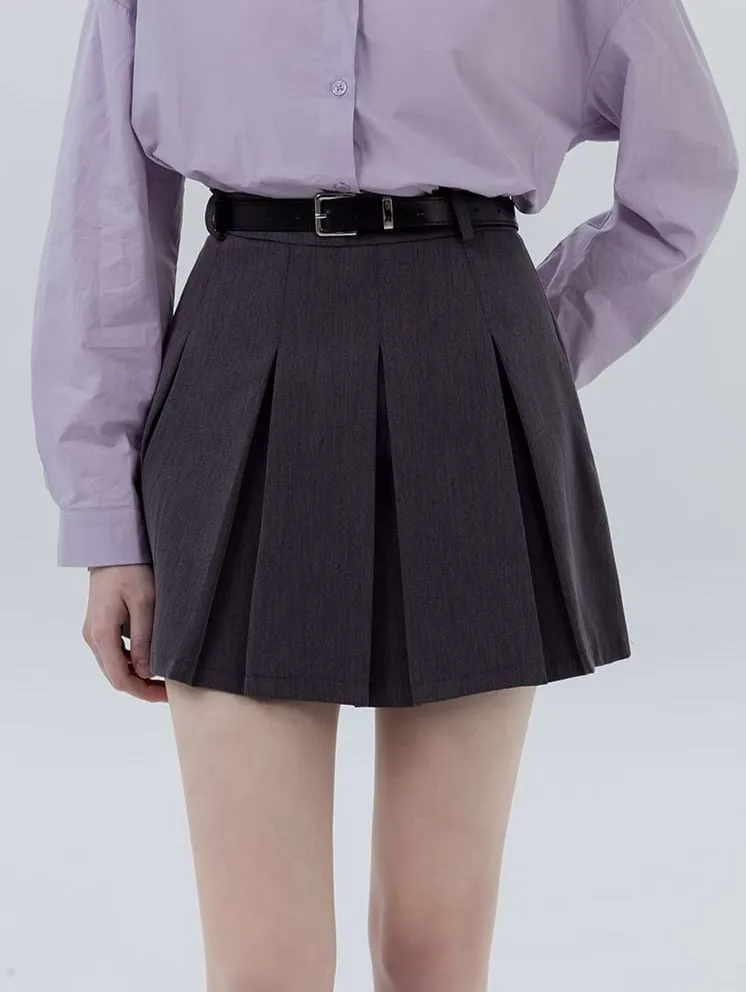 Pleated High Waist Mini Skirt