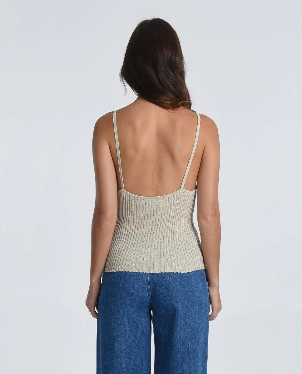 Ribbed Mesh Knitted Tank Top