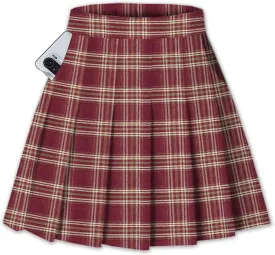 SANGTREE Women Girls Pleated Skirts with Shorts, Elastic Waist Uniform Plus Size Tennis Casual Skirt, 2 Years - US 4XL