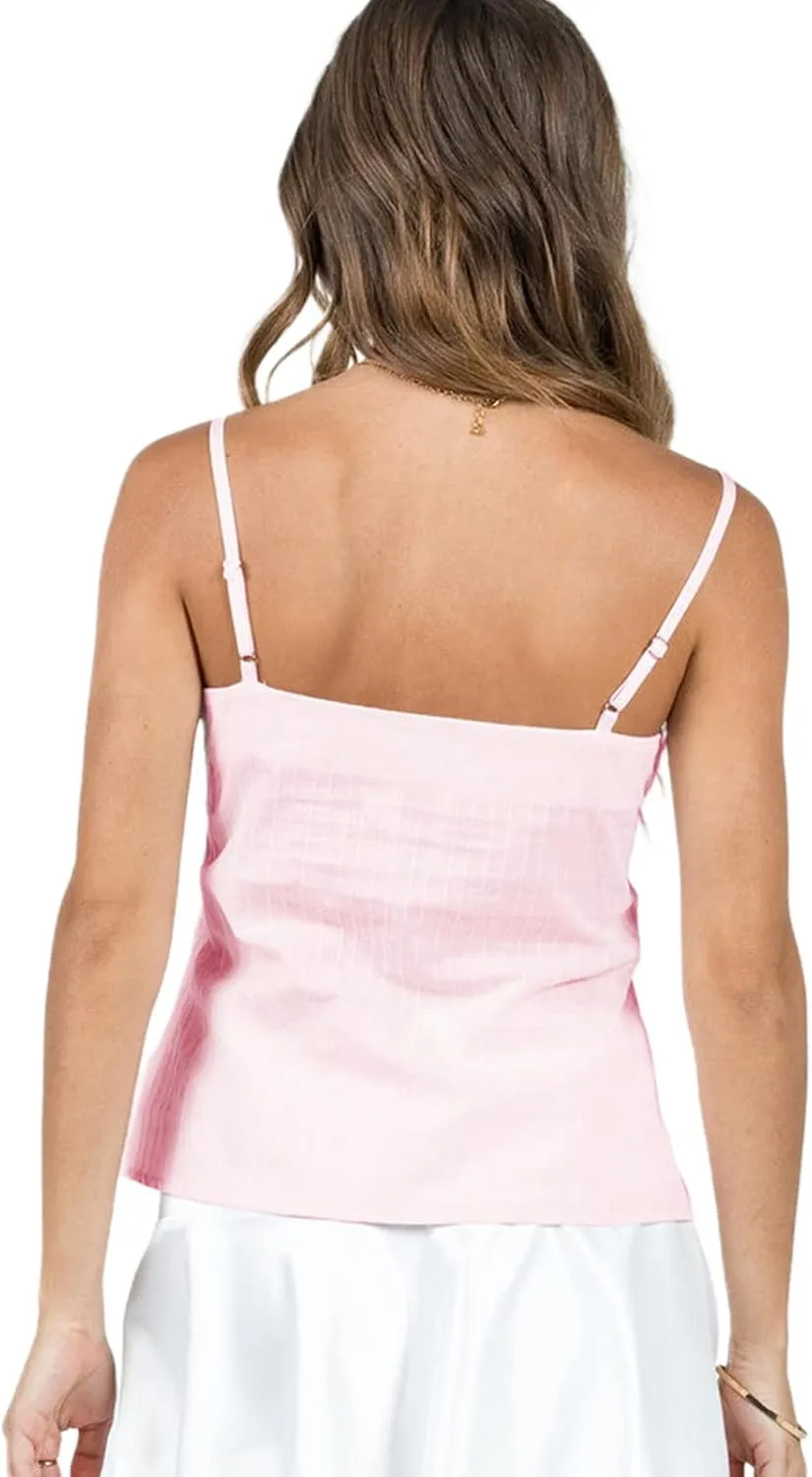 Seyurigaoka Women Babydoll Tank Tops Y2k Spaghetti Strap Cami Peplum Top Flowy Sleeveless Shirts Camisole