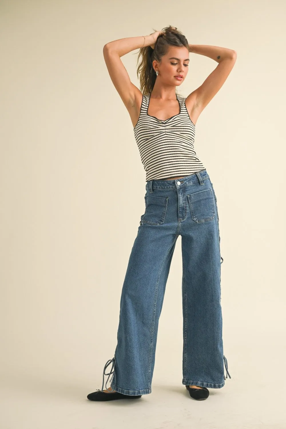 Striped Knitted Top W/ Merrow End