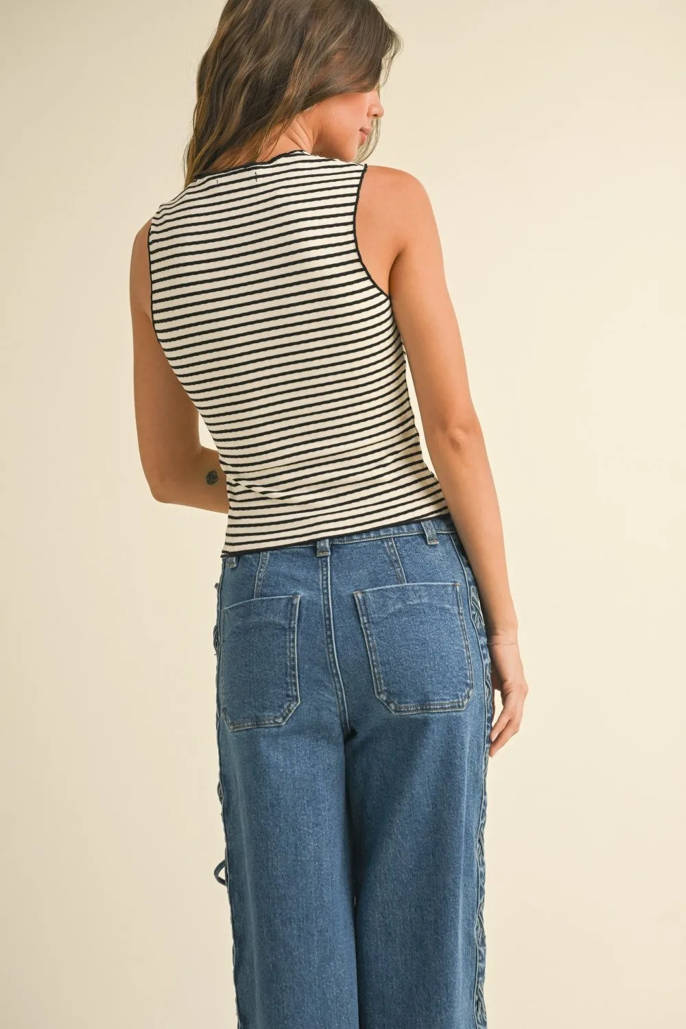 Striped Knitted Top W/ Merrow End
