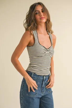 Striped Knitted Top W/ Merrow End