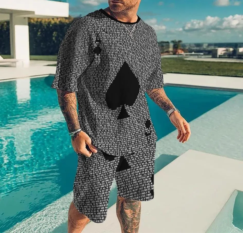 Summer Men's Set Casual Short Sleeve Shirt Suit Fashion 3D Print Oversized T-shirt Shorts Breathable Sportswear Tracksuit Street S3766056