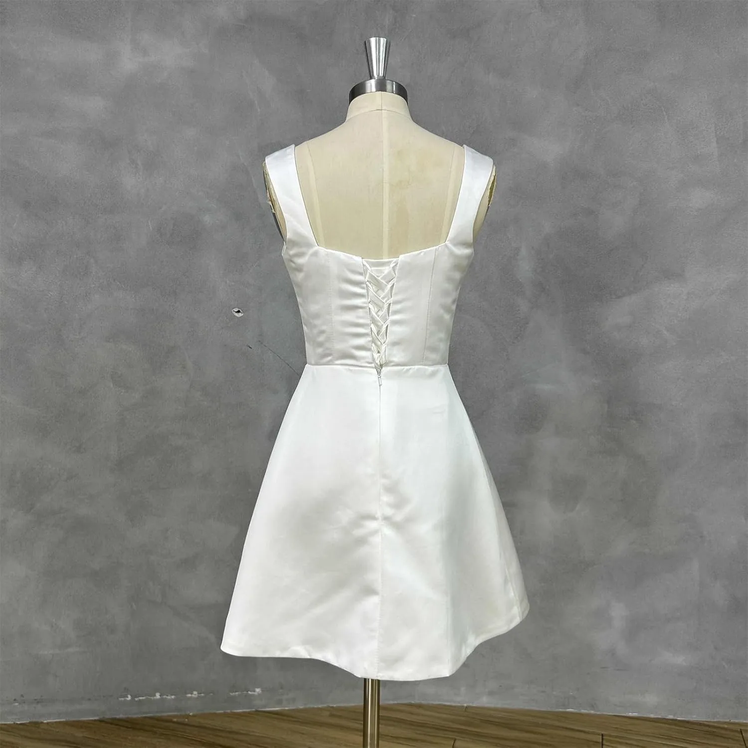 Sweetheart Short Wedding Dress for Bride Detachable Sleeves Boho Wedding Dress Tulle Bridal Gown