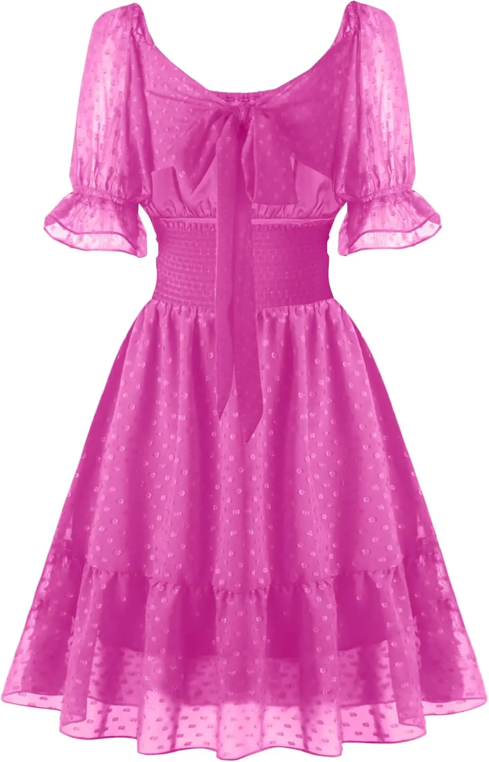 tagunop Women's Summer Casual Dress Smocked Square Neck Mini Dresses Ruffle Short Sleeve Sundress