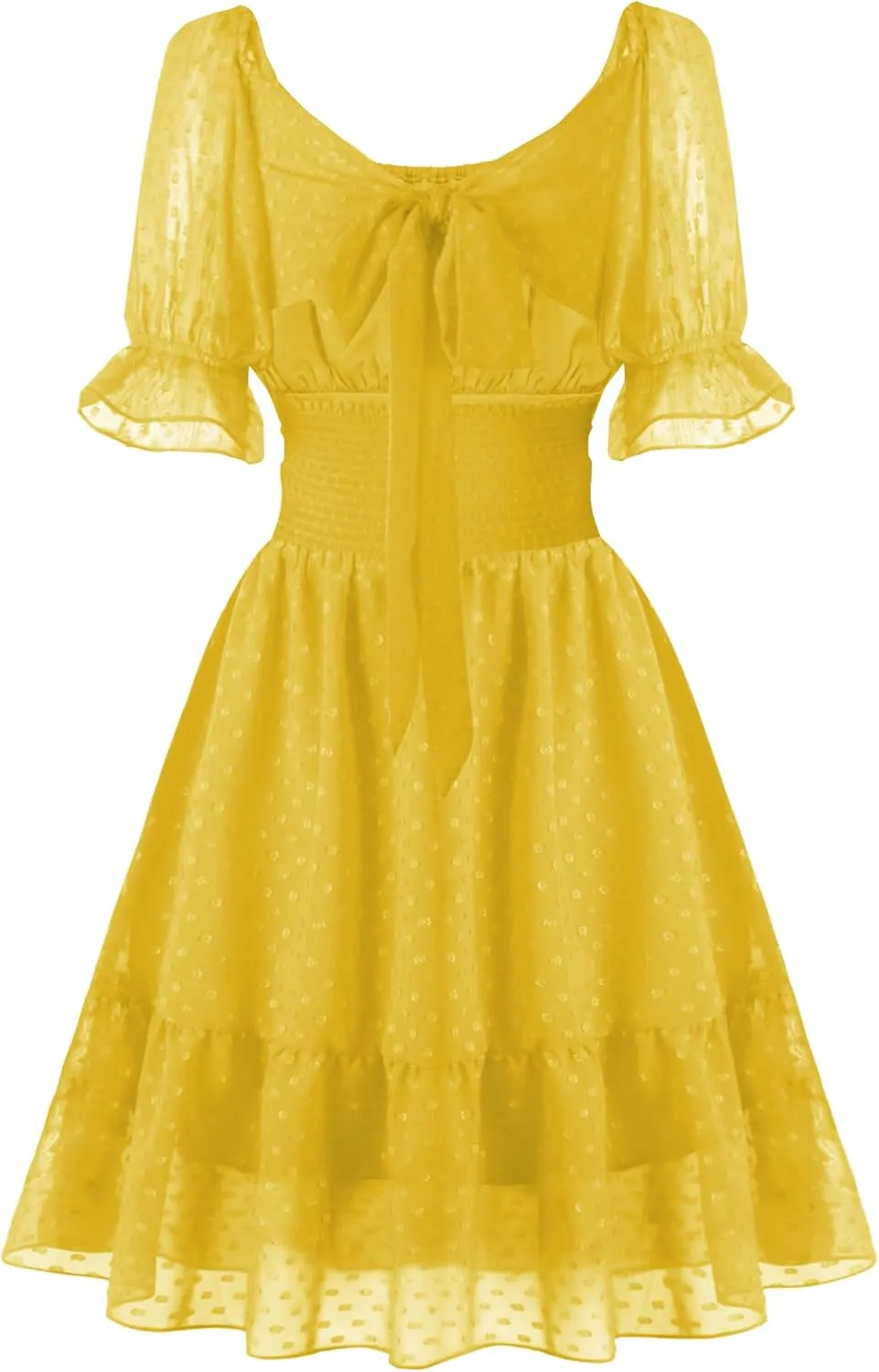 tagunop Women's Summer Casual Dress Smocked Square Neck Mini Dresses Ruffle Short Sleeve Sundress