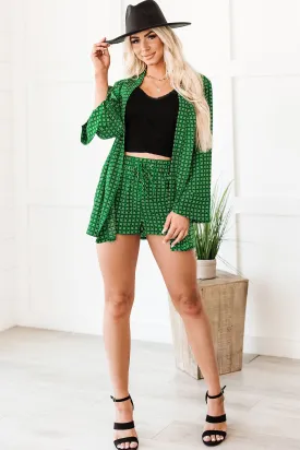 The Chicness Is Real Patterned Two Piece Short Set (Green Multi)