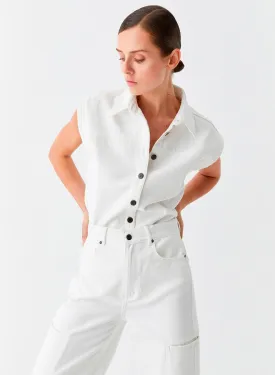 Theo Denim Vest White