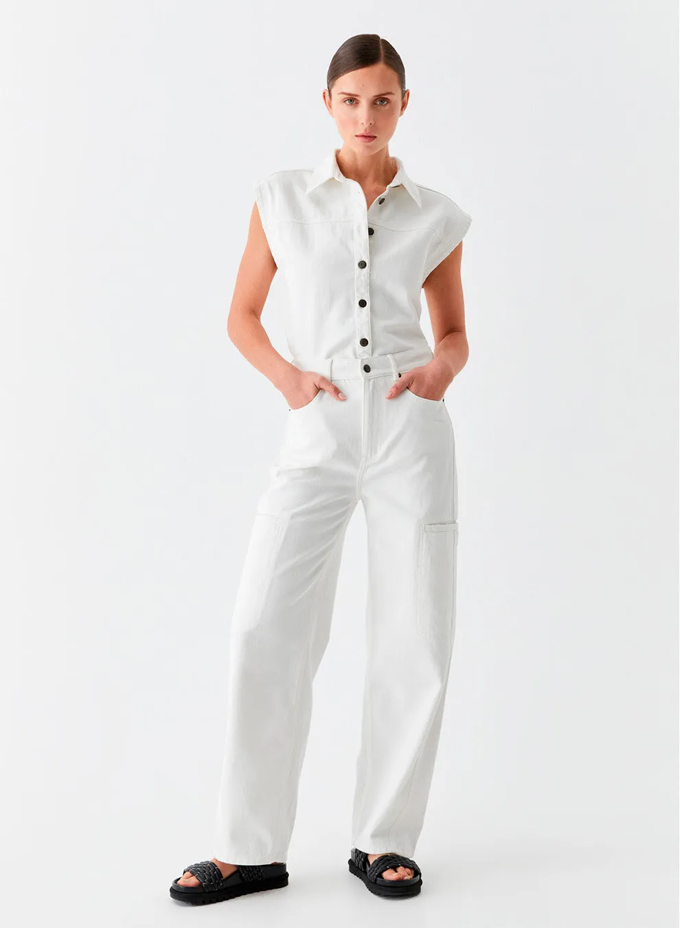 Theo Denim Vest White
