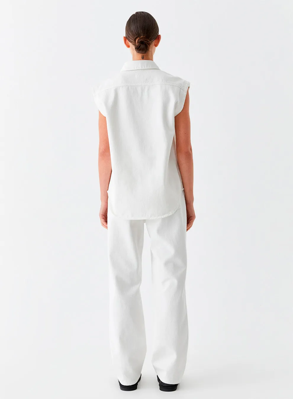 Theo Denim Vest White