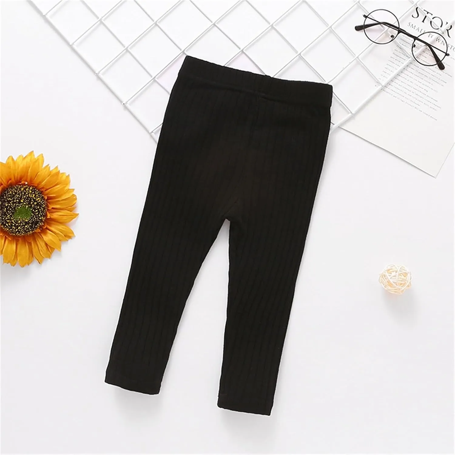 Toddler Girls Solid Leggings Kids Stretchy Ribbed Yoga Pants Infant Baby Elastic Waist Full Length Footless Tights