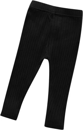 Toddler Girls Solid Leggings Kids Stretchy Ribbed Yoga Pants Infant Baby Elastic Waist Full Length Footless Tights