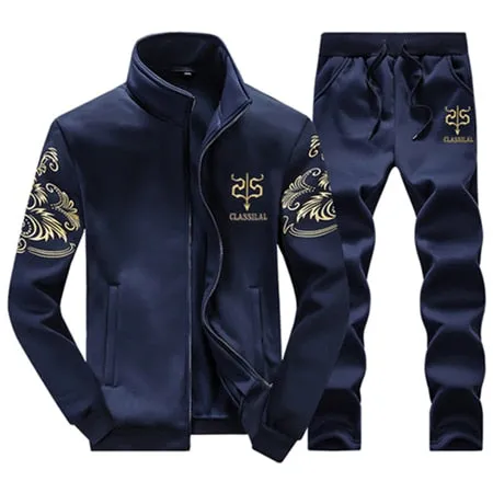 Tracksuits Men Polyester Sweatshirt Sporting Fleece 2019 Gyms Spring Jacket   Pants Casual Men's Track Suit Sportswear Fitness