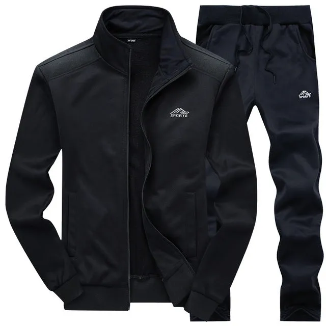 Tracksuits Men Polyester Sweatshirt Sporting Fleece 2019 Gyms Spring Jacket   Pants Casual Men's Track Suit Sportswear Fitness
