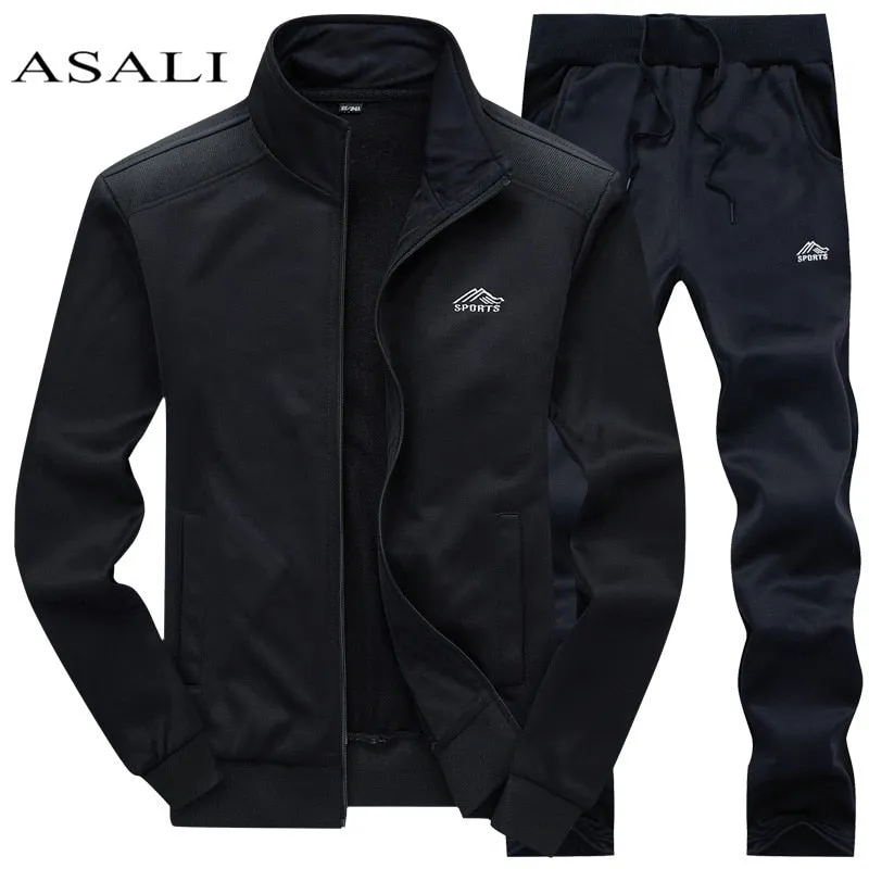 Tracksuits Men Polyester Sweatshirt Sporting Fleece 2019 Gyms Spring Jacket   Pants Casual Men's Track Suit Sportswear Fitness