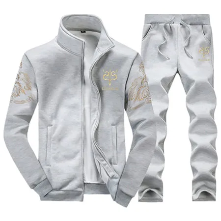 Tracksuits Men Polyester Sweatshirt Sporting Fleece 2019 Gyms Spring Jacket   Pants Casual Men's Track Suit Sportswear Fitness
