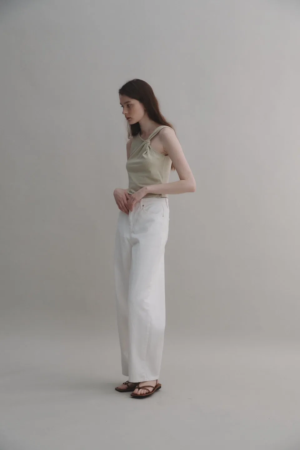 Unbalanced sleeveless top