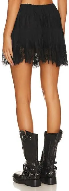 Women Y2k Lace Ruffle Pleated Mini Skirt Low Rise Half Slip Flowy Skirt Fairy Mesh Floral Layered Short Mini Skirts