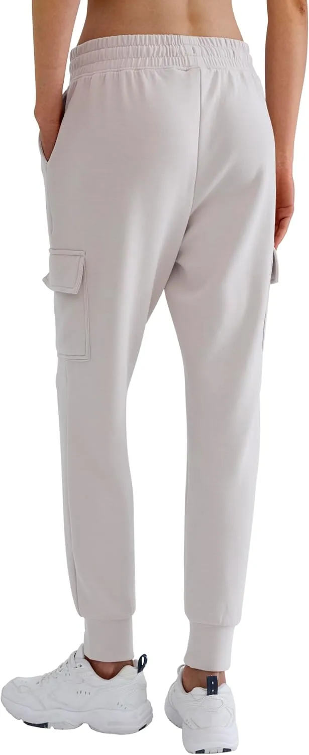 Womens Sweatpants Petite Joggers with Pocket Soft Scuba Lightweight Casual Tapered Cargo Track Pants for Lounge Workout
