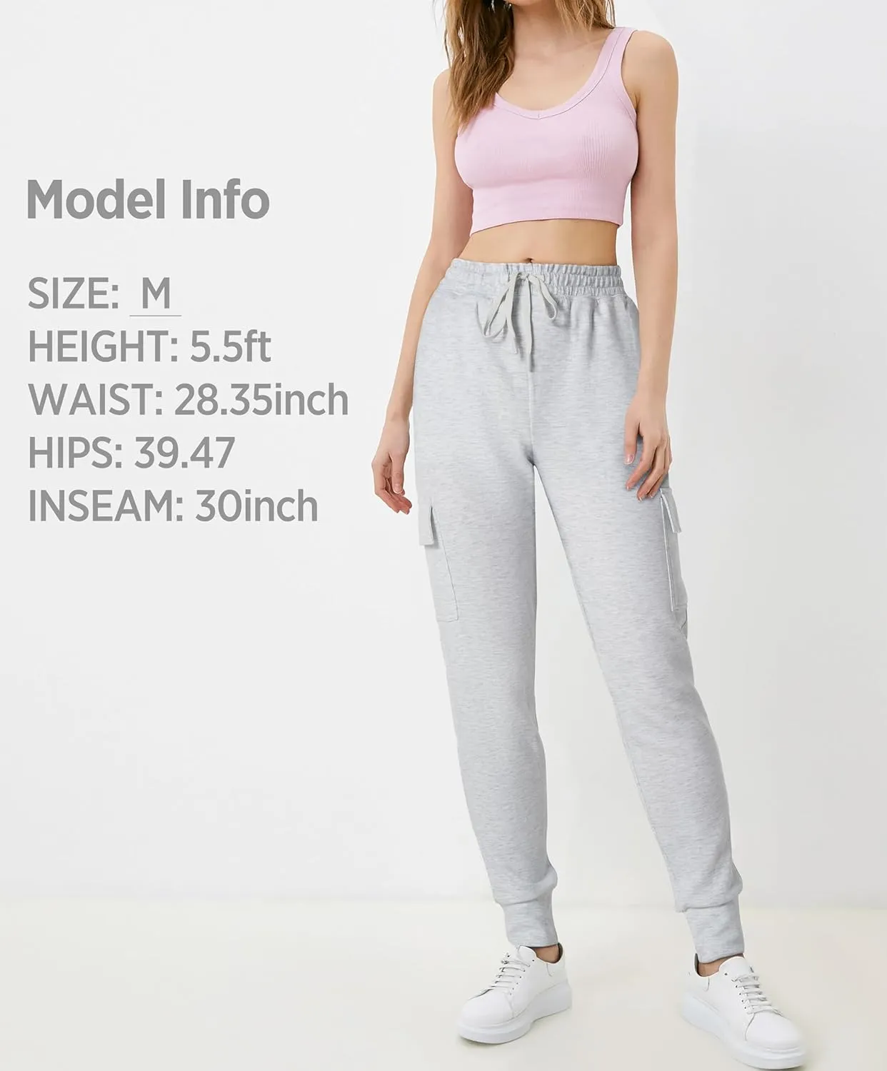 Womens Sweatpants Petite Joggers with Pocket Soft Scuba Lightweight Casual Tapered Cargo Track Pants for Lounge Workout